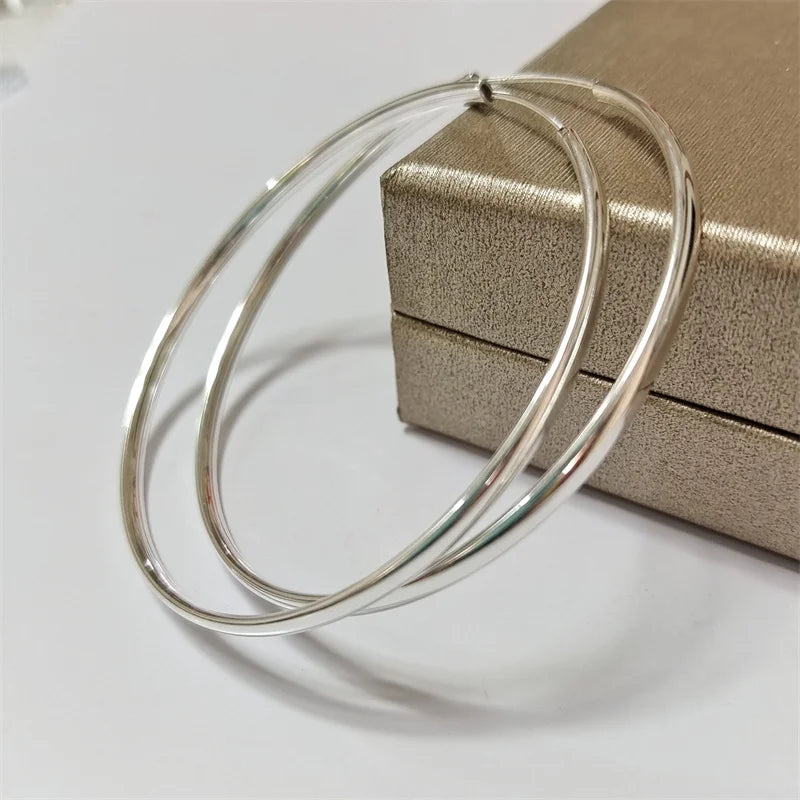 18K Gold Plated Hoop Earrings – 925 Silver, 3–7cm Size Options