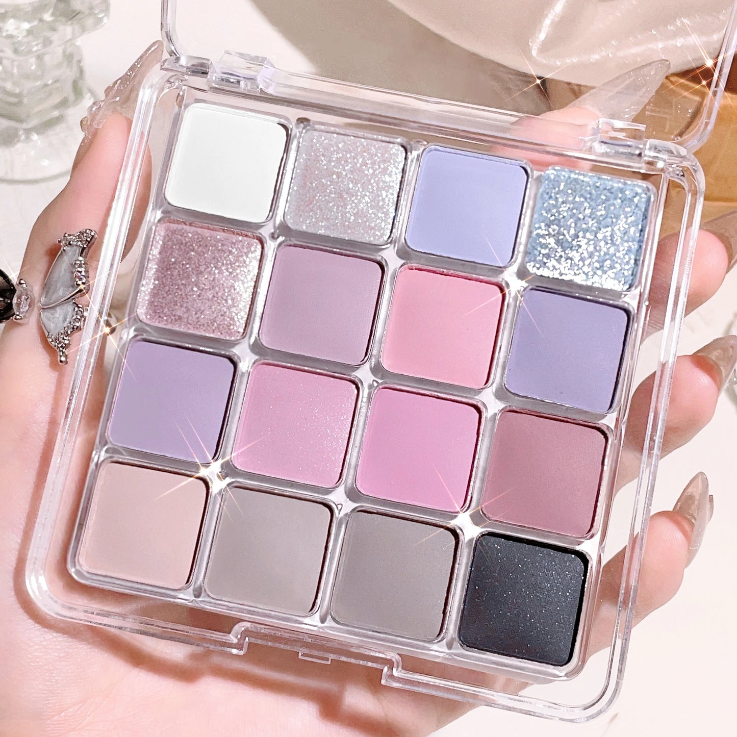 16-Color Sunset Magic Eyeshadow Palette – Matte & Pearl Earth Tones