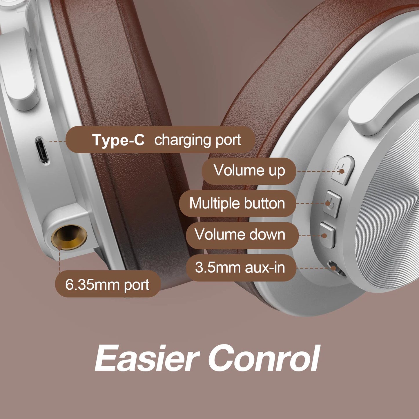 Wired & Wireless Bluetooth 5.2 Over-Ear Headphones with Mic