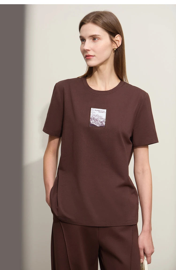 Women’s Casual Embroidered Cotton T-Shirt – Spring Short Sleeve Top