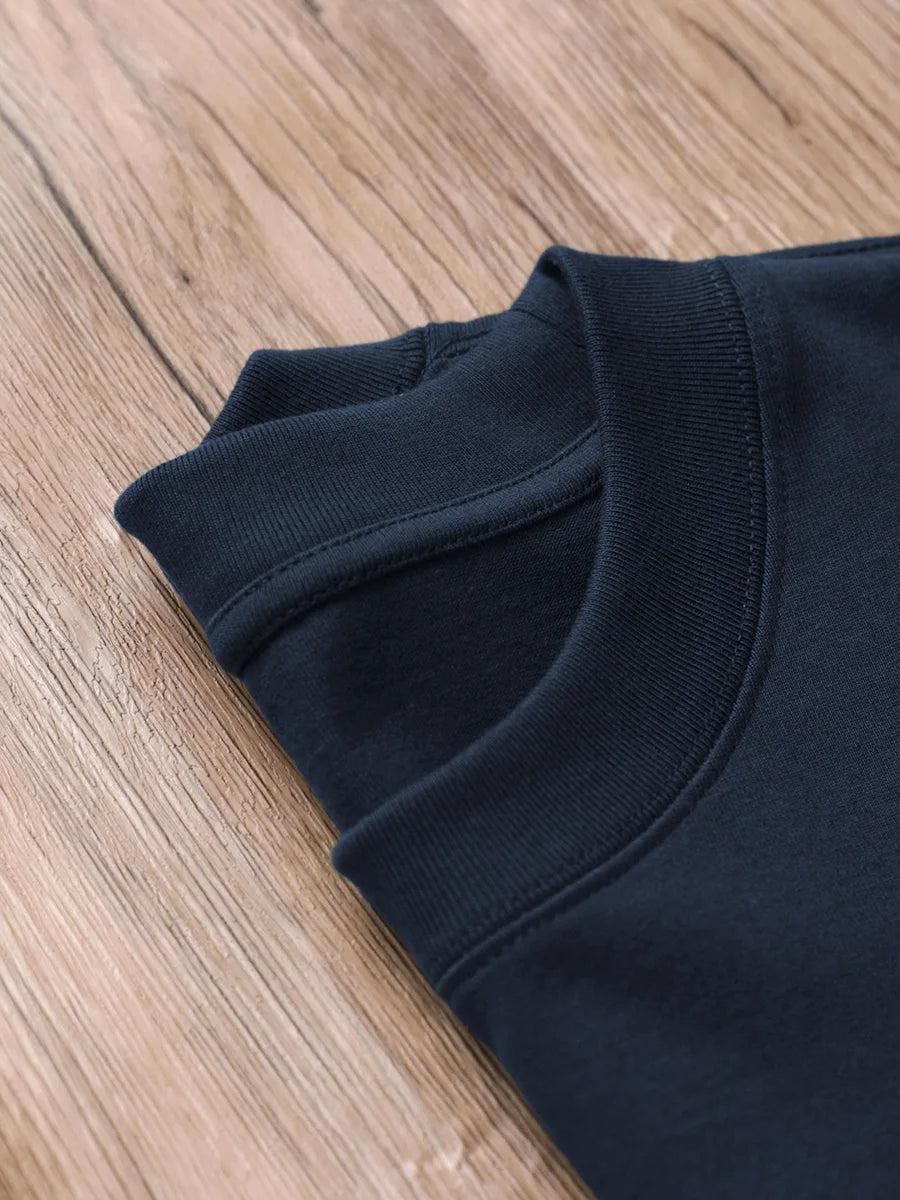 Oversized Heavy Cotton T-Shirt Men Solid Color Drop Shoulder Loose Fit