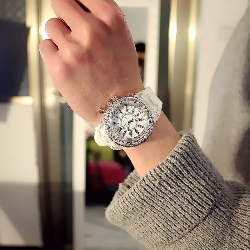 LED Flash Luminous Watch 7-Color Light Unisex Jelly Wristwatch