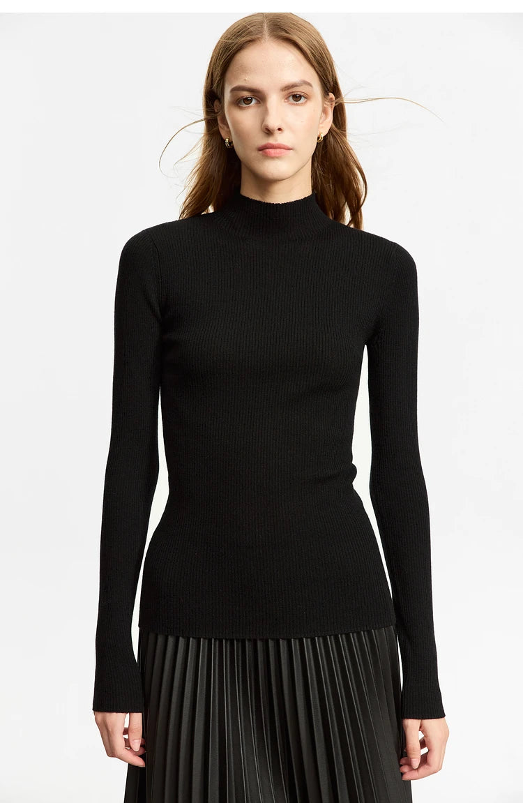 Women’s Slim Fit Turtleneck Sweater – Warm High Elastic Pullover