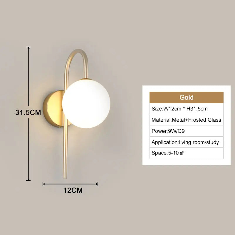 Interior LED Wall Lamp with G9 Bulb – Black & Gold Wall Sconce