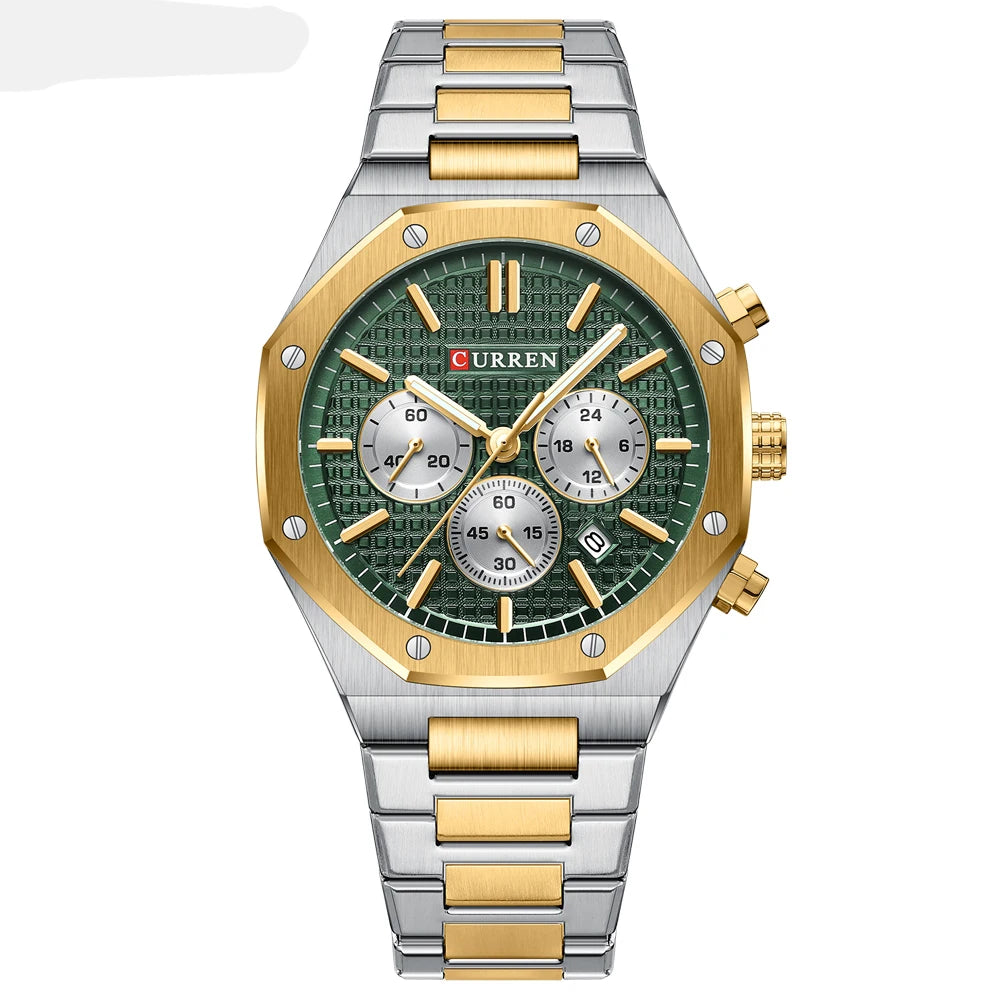 Casual Stainless Steel Quartz Watch – Waterproof Men’s Chronograph