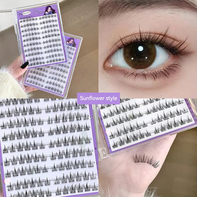 Cartmela No-Glue False Eyelashes - Easy, Natural Look with Sunflower Design