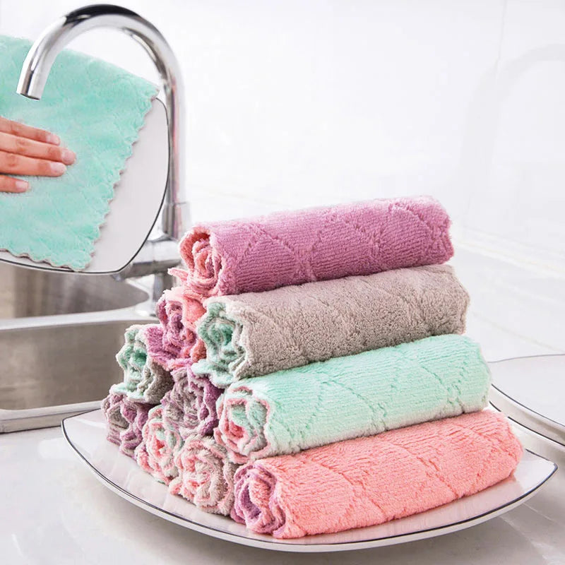 10pcs Microfiber Dish Cloths – Double-Sided Cleaning Rags for Kitchen