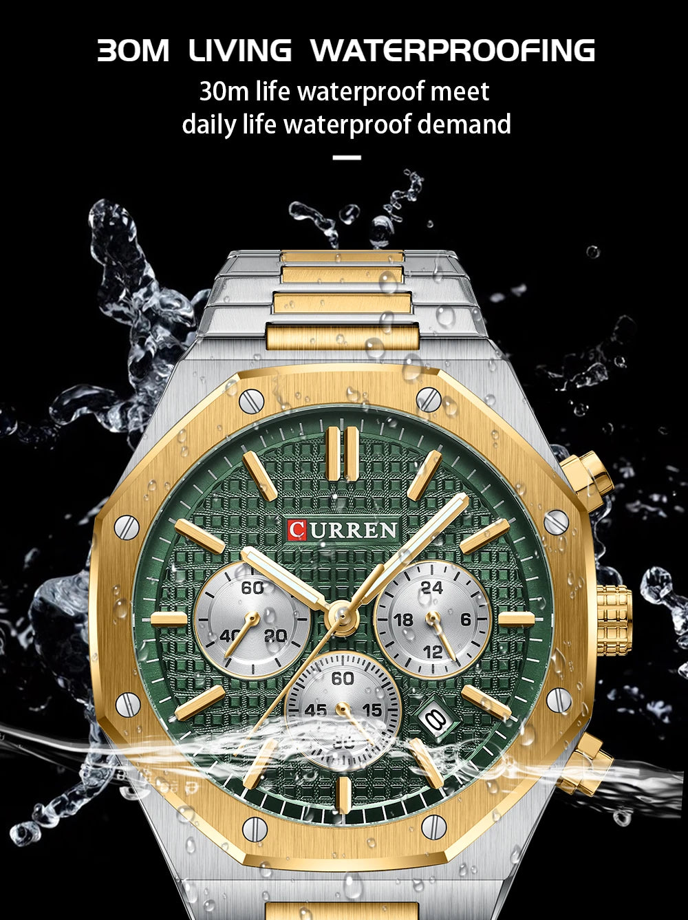 Casual Stainless Steel Quartz Watch – Waterproof Men’s Chronograph