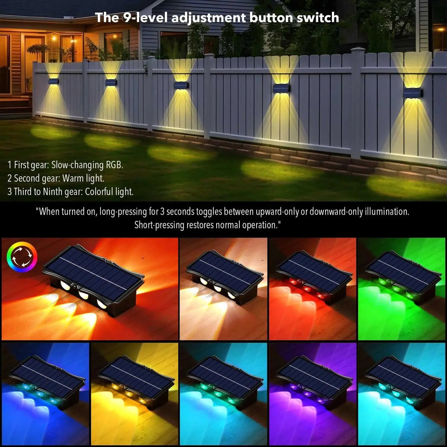 Solar LED Outdoor Wall Light – Waterproof Up & Down Lamp