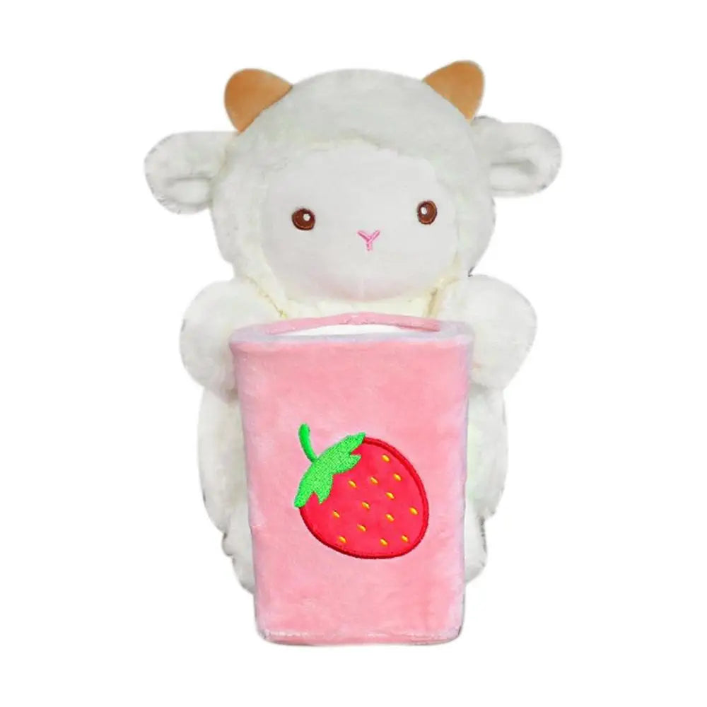 Cute Plush Animal Car Tissue Box & Trash Can Storage Organizer