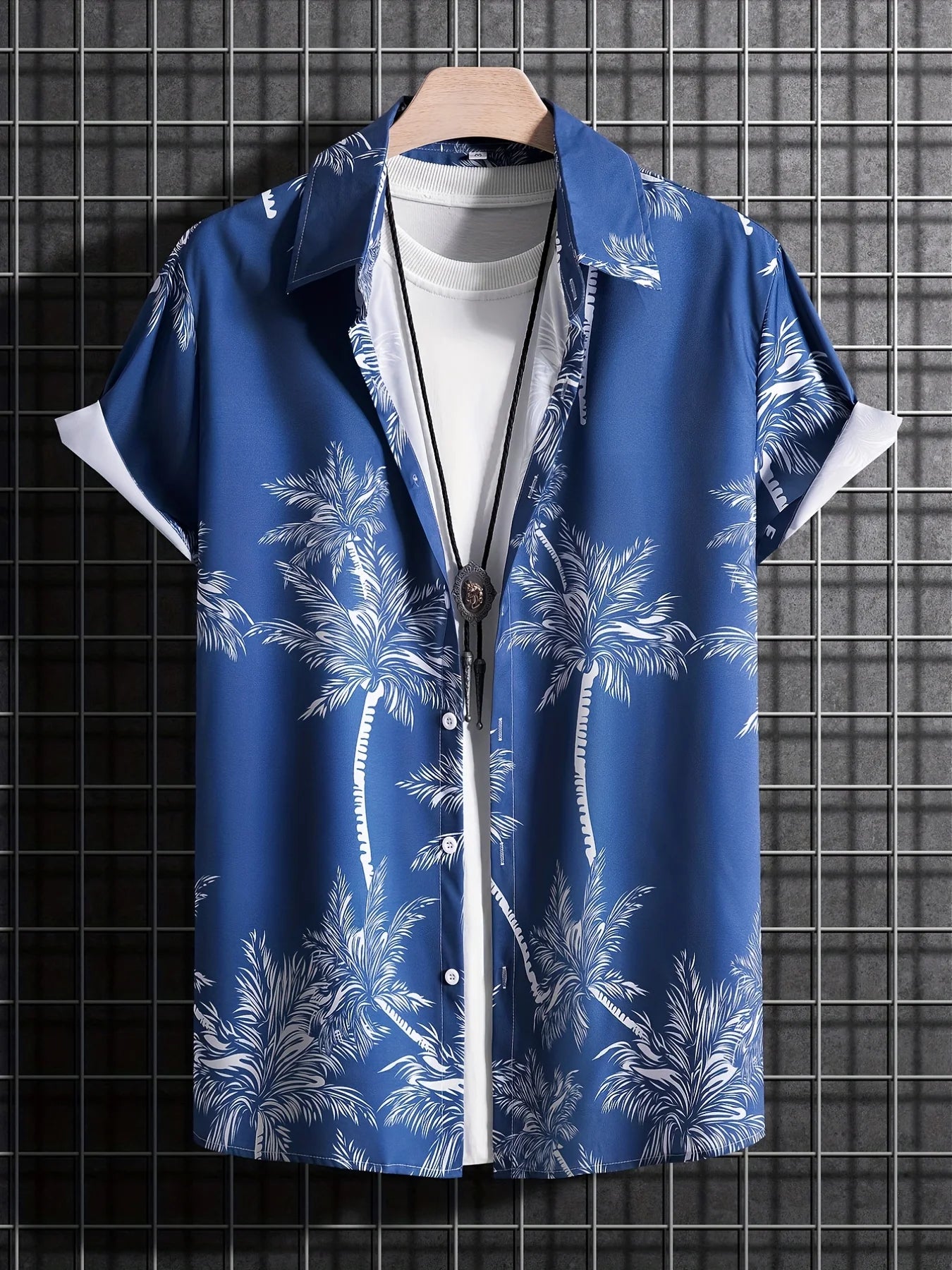 Men’s Palm Tree Shirt – Casual Hawaiian Short Sleeve Top