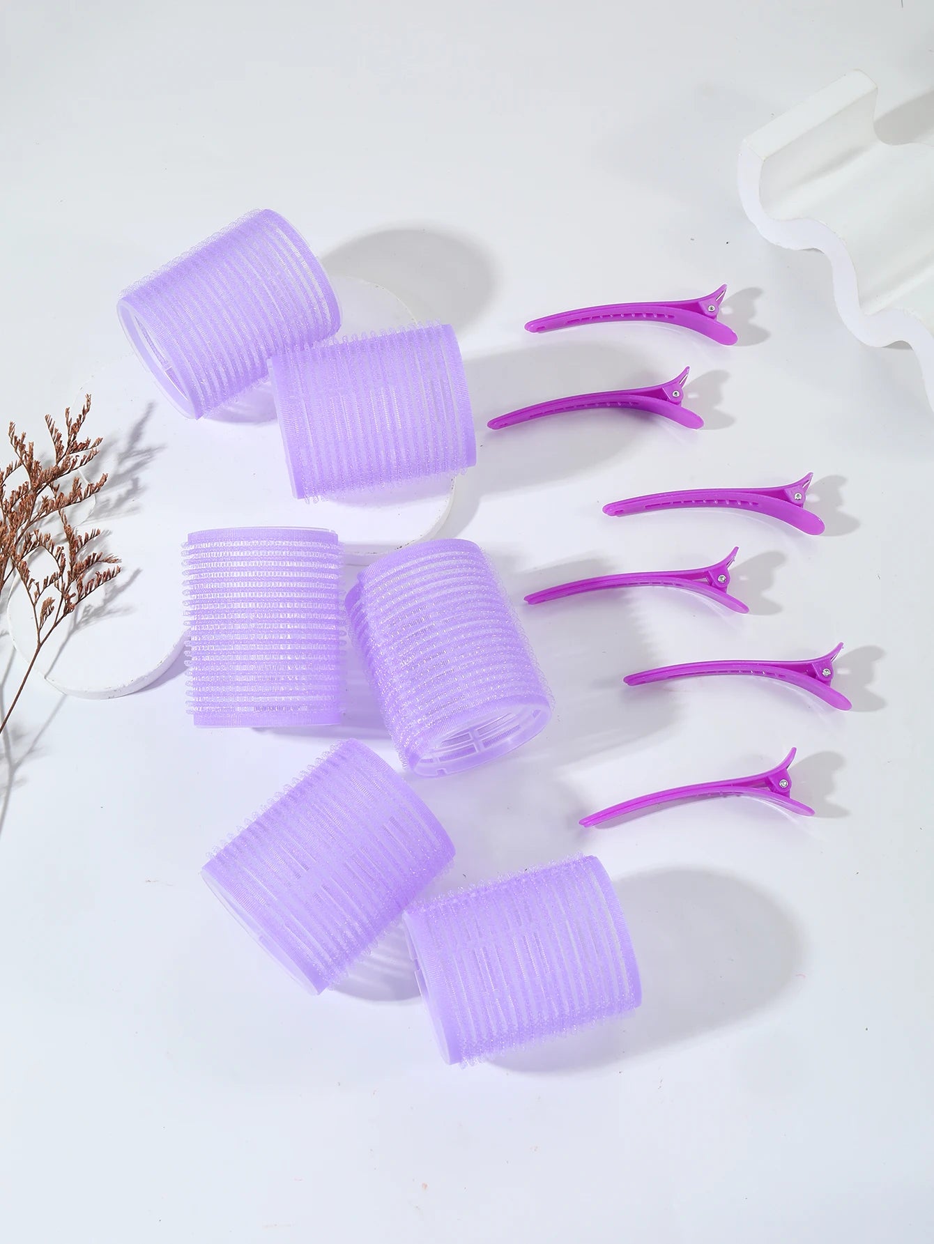 12pcs Self-Adhesive Hair Curlers & Bangs Clips for Styling Wigs