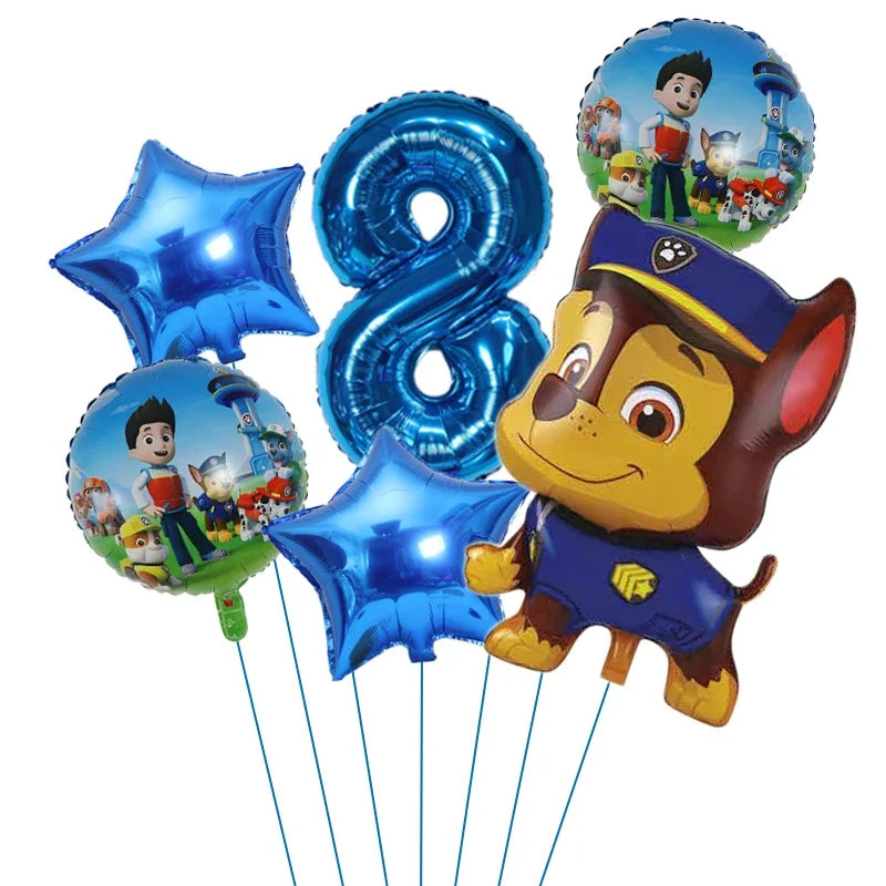 6pcs Paw Patrol Foil Balloons – Kids Birthday Party Decorations