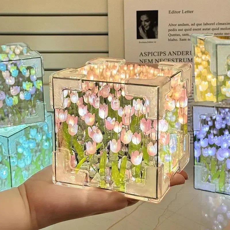 DIY Tulip Flower Night Lamp Kit – 3D Sea Cube Gift for Couples
