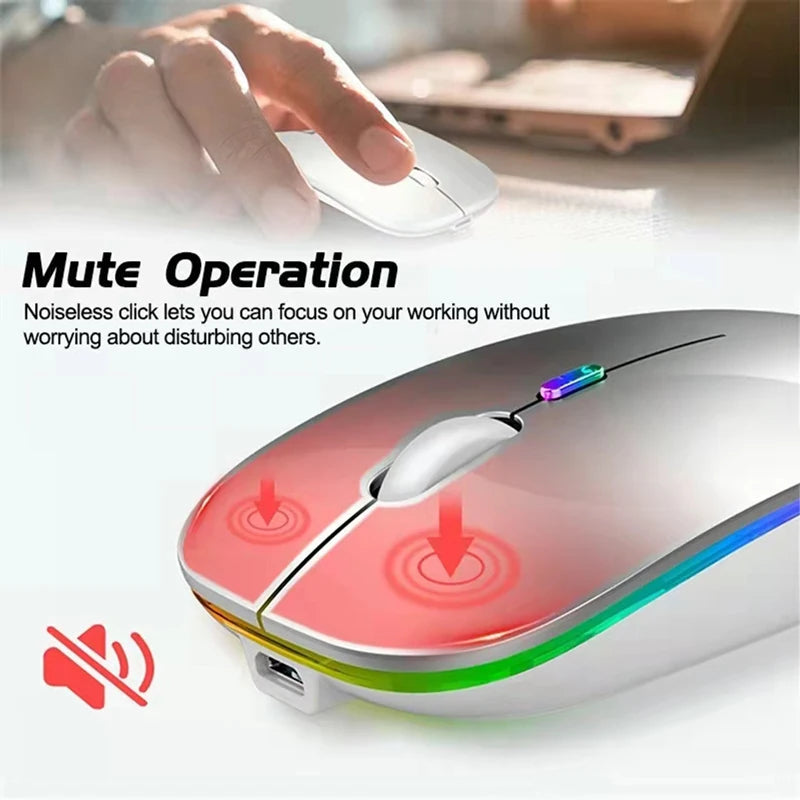 LED Wireless Bluetooth Mouse – USB Rechargeable RGB Silent Mouse