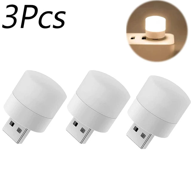 Mini USB LED Night Light – Warm White Book Reading Lamp 1/10pcs