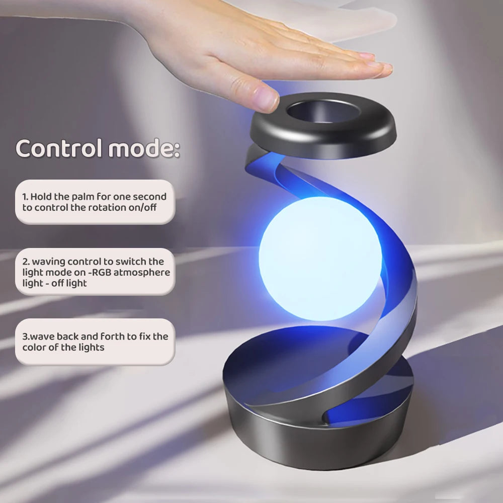 LED 360° Levitating Night Light – Wireless Charging Desk Lamp