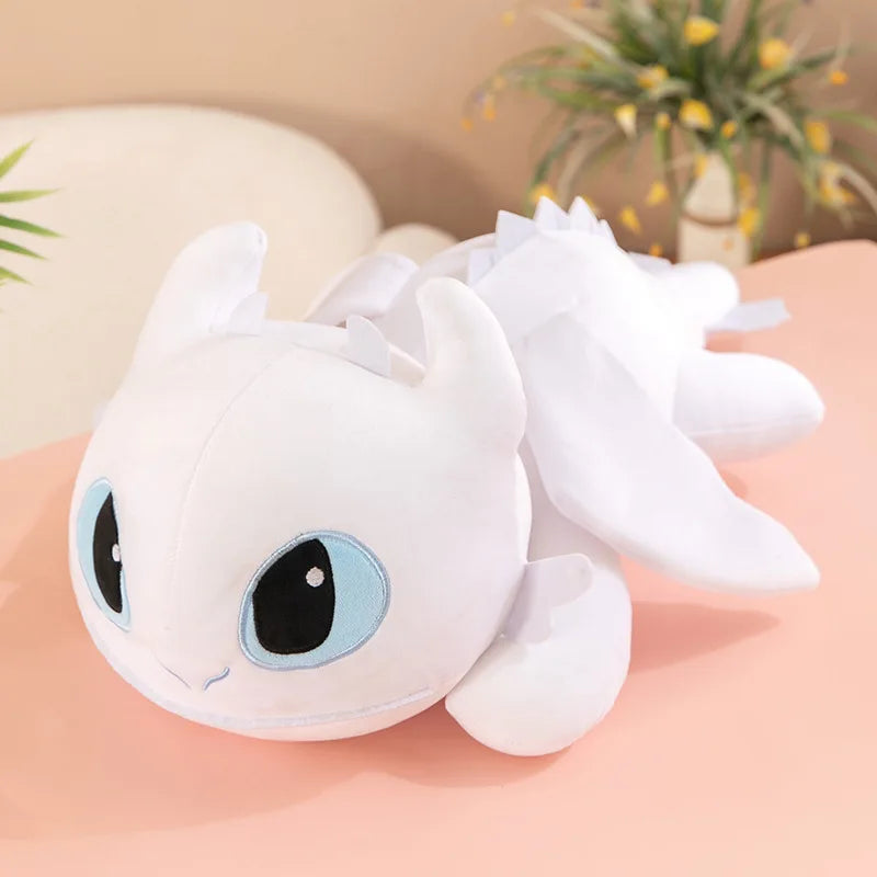Kawaii Plush Dragon Toy – 30cm & 40cm White/Black Dinosaur Stuffed Animal Gift