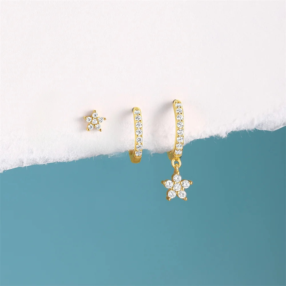 925 Sterling Silver Earring Set – Waterdrop, Flower & Pearl Trio
