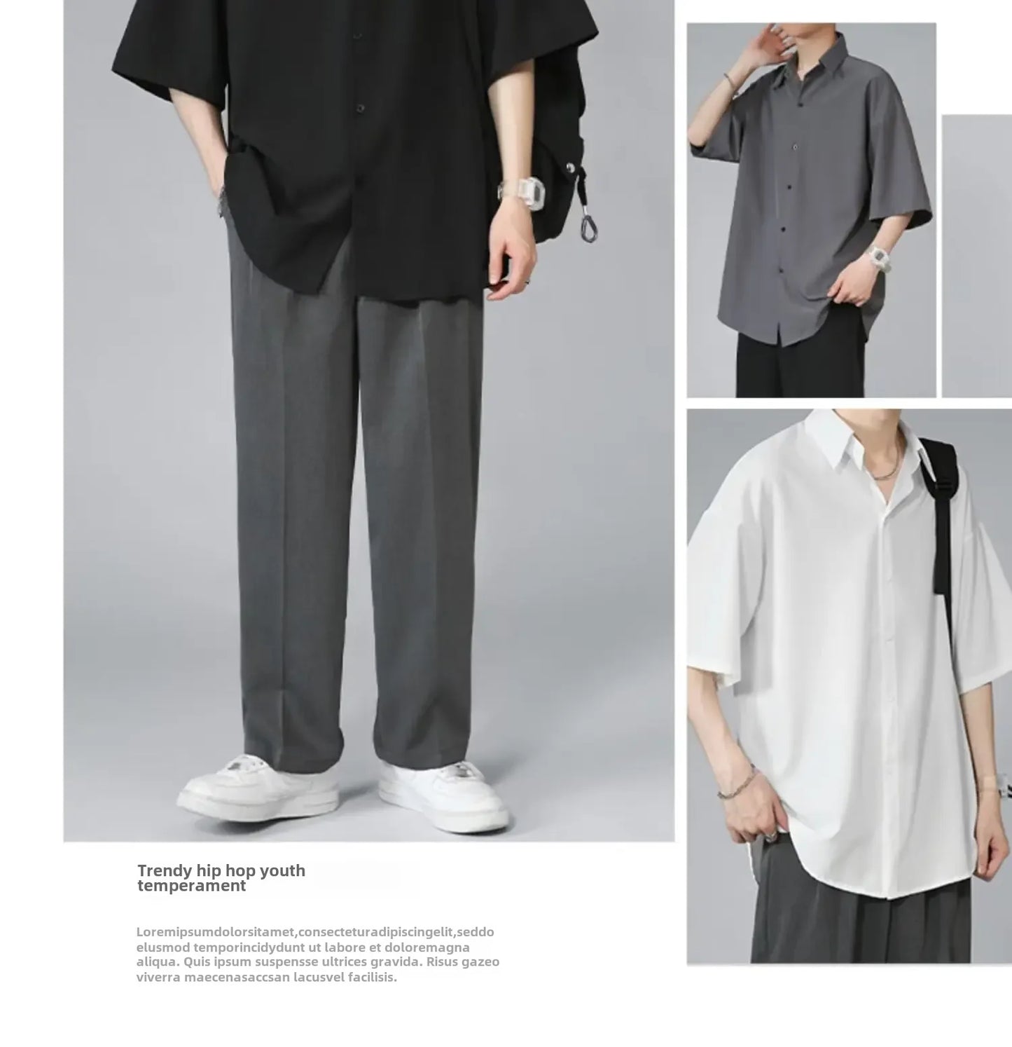 Men’s Ice Silk Summer Shirt Casual Loose Fit Korean Style Short Sleeve