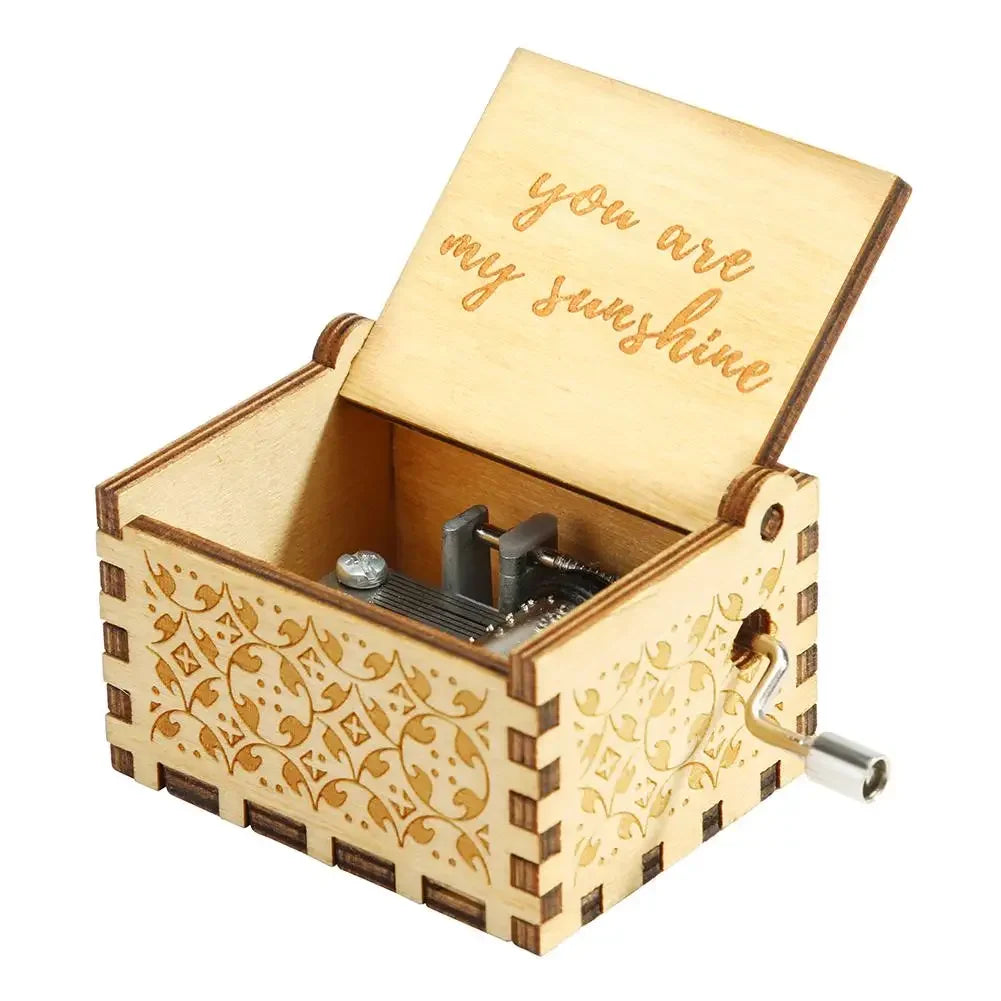 Wooden Hand Crank Music Box