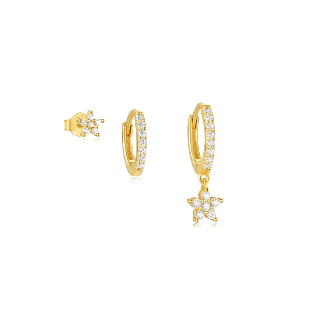 925 Sterling Silver Earring Set – Waterdrop, Flower & Pearl Trio