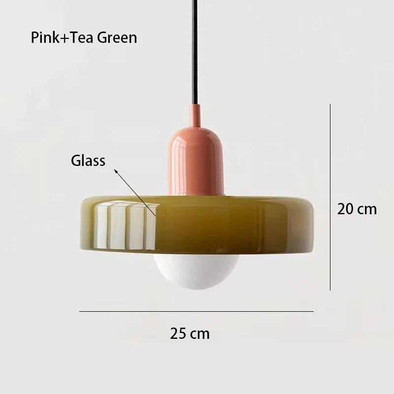 Nordic Retro Glass Pendant Lamp – E27 LED Indoor Chandelier