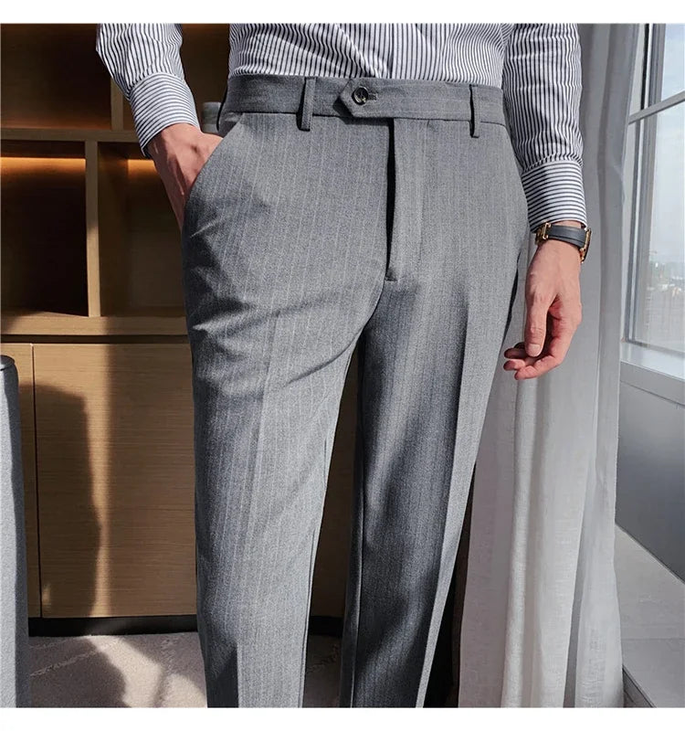 Cartmela Men’s Black Striped Suit Pants