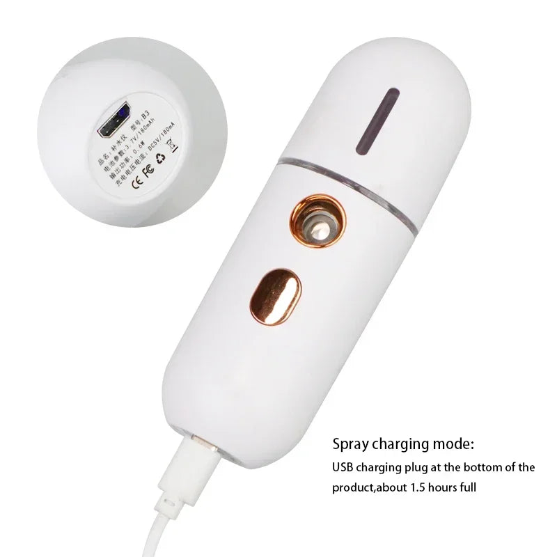 Mini Nano Facial Steamer – Portable USB Rechargeable Humidifier & Beauty Spray