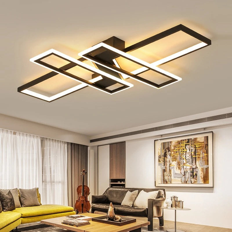 Modern Rectangle LED Ceiling Light – Creative Living Room Fixture
