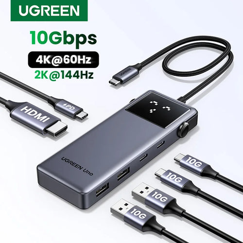 Uno 6-in-1 USB-C Hub – 4K 60Hz, 100W PD, 10Gbps Splitter