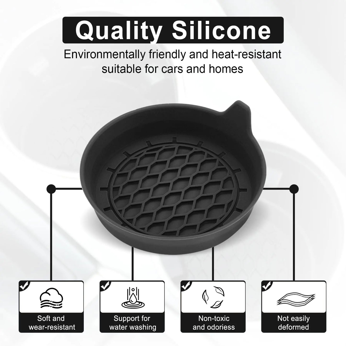 2/4pcs Silicone Car Cup Holder Coasters – Non-Slip & Universal Fit
