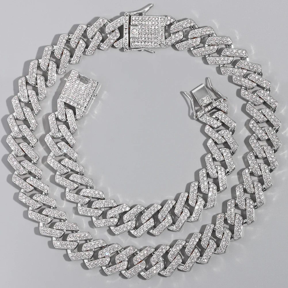 Hip Hop Iced Out Cuban Link Chain Necklace – Gold & Silver Men’s Gift