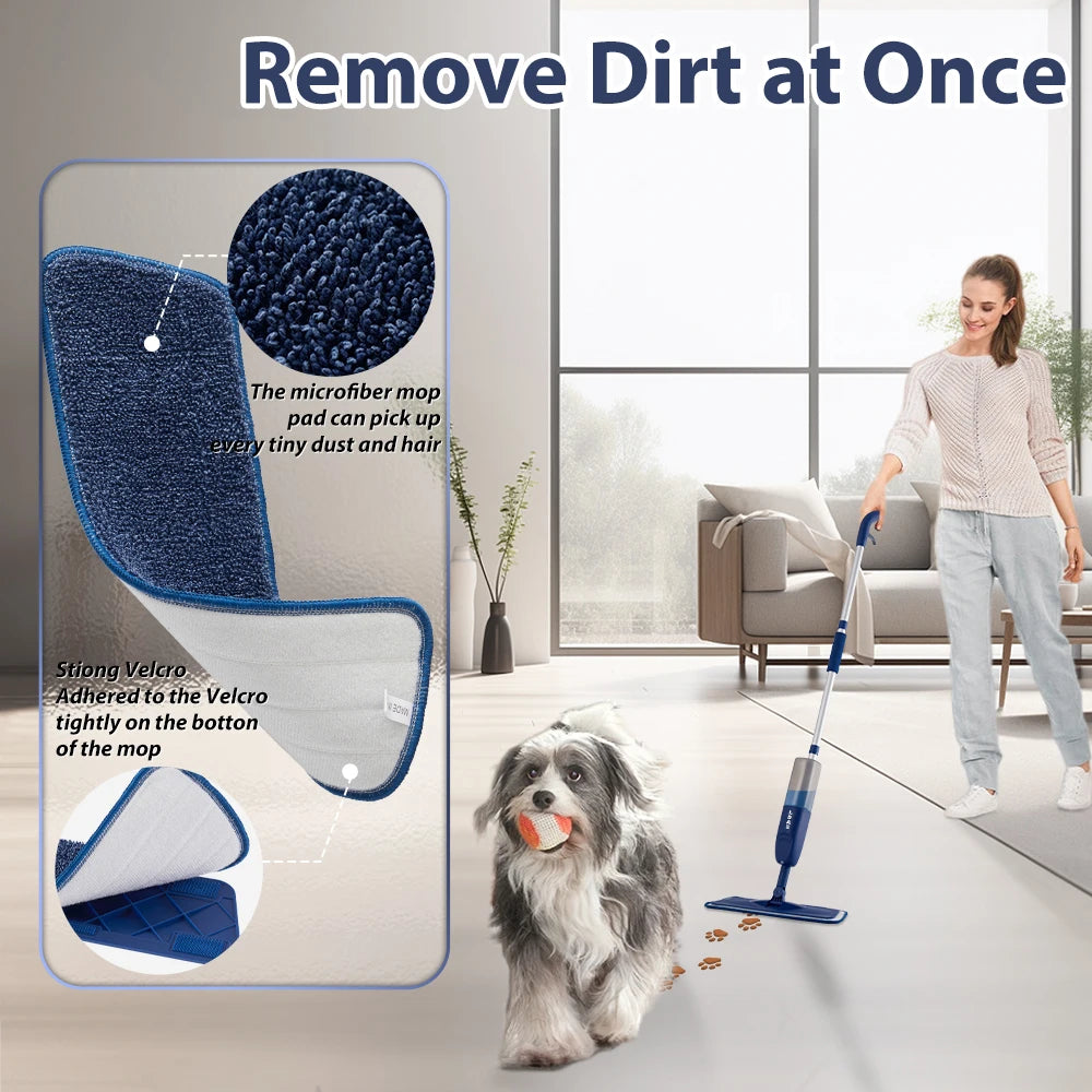 DARIS Spray Mop – 500ml Refillable Bottle, 3 Microfiber Pads
