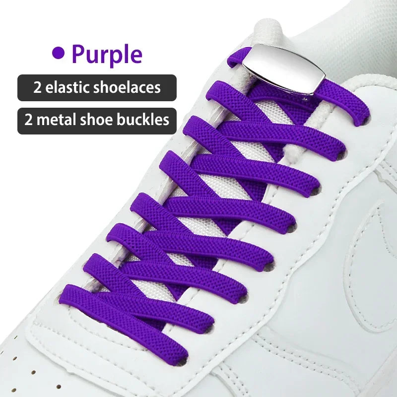 No-Tie Elastic Shoelaces with Metal Lock | Quick Fit for All Shoes