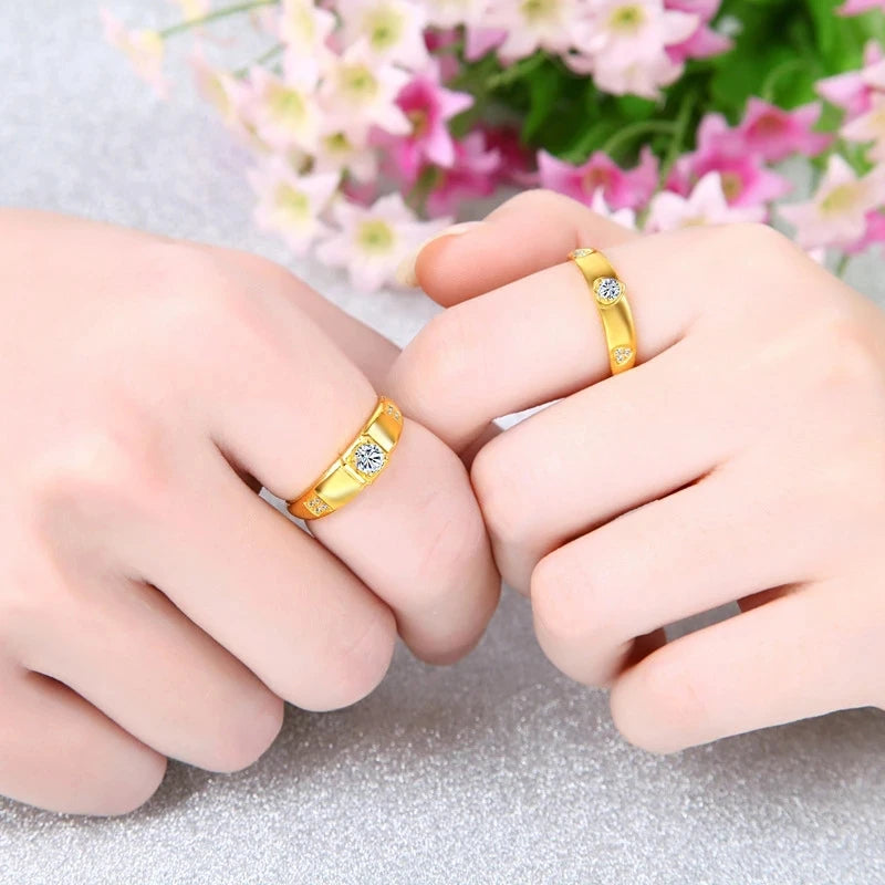 Gold Color Opening Rings for Couples – Dragon & Phoenix Design