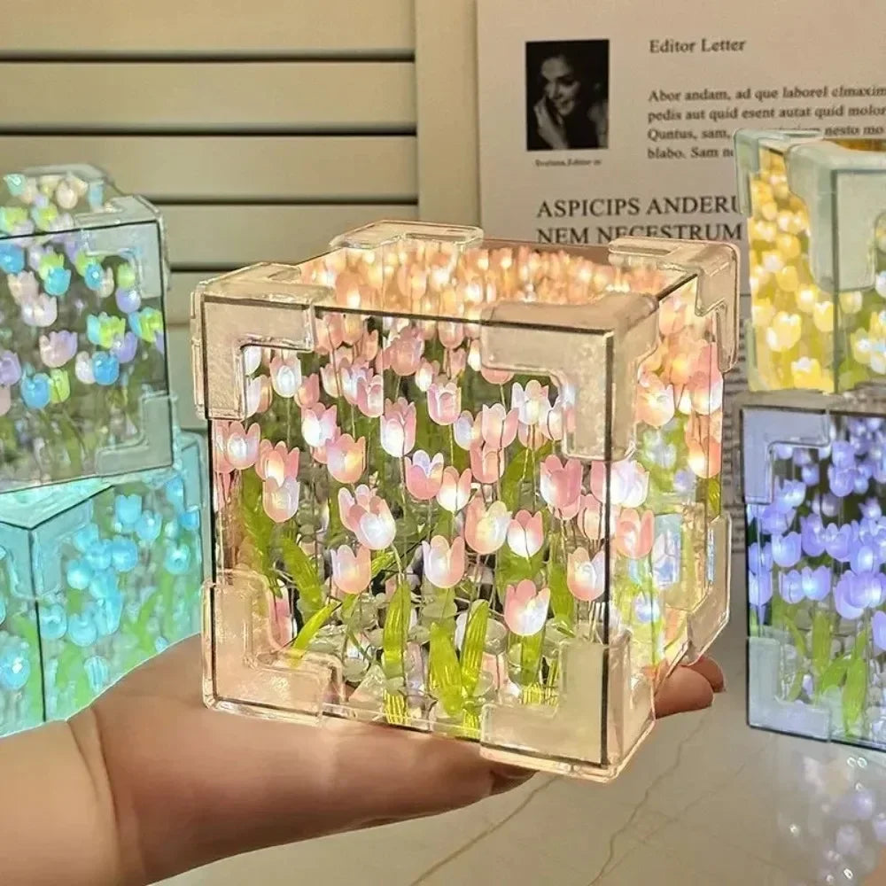 DIY Tulip Flower Night Lamp Kit – 3D Sea Cube Gift for Couples