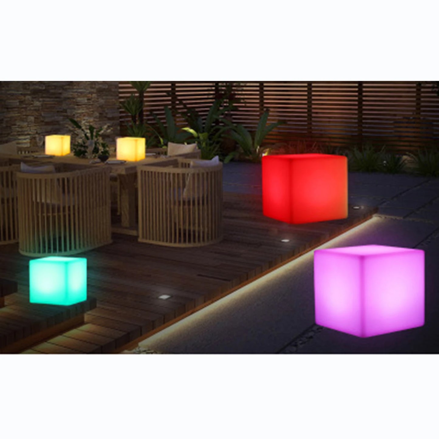 LED Cube Bar Stool Chair with 16 RGB Colors & Remote – 17" Light