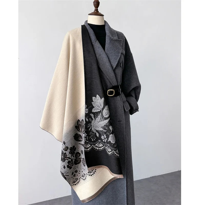 2024 Floral Cashmere Scarf – Warm Winter Pashmina Shawl Wrap