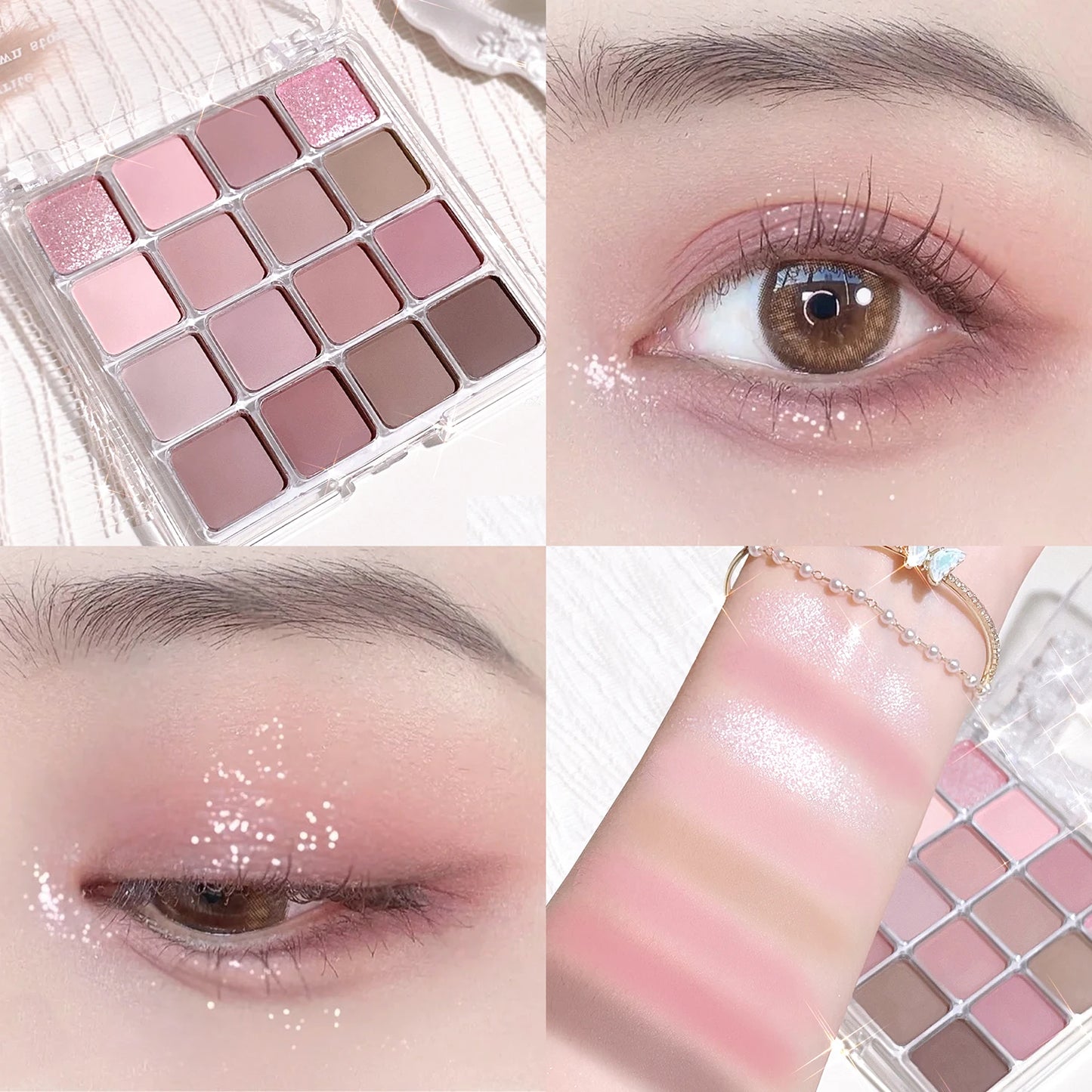 16-Color Sunset Magic Eyeshadow Palette – Matte & Pearl Earth Tones