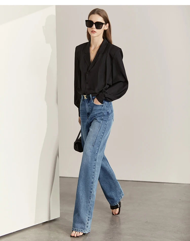 Women’s Vintage Loose Wide Leg Denim Jeans – Casual Spring Pants