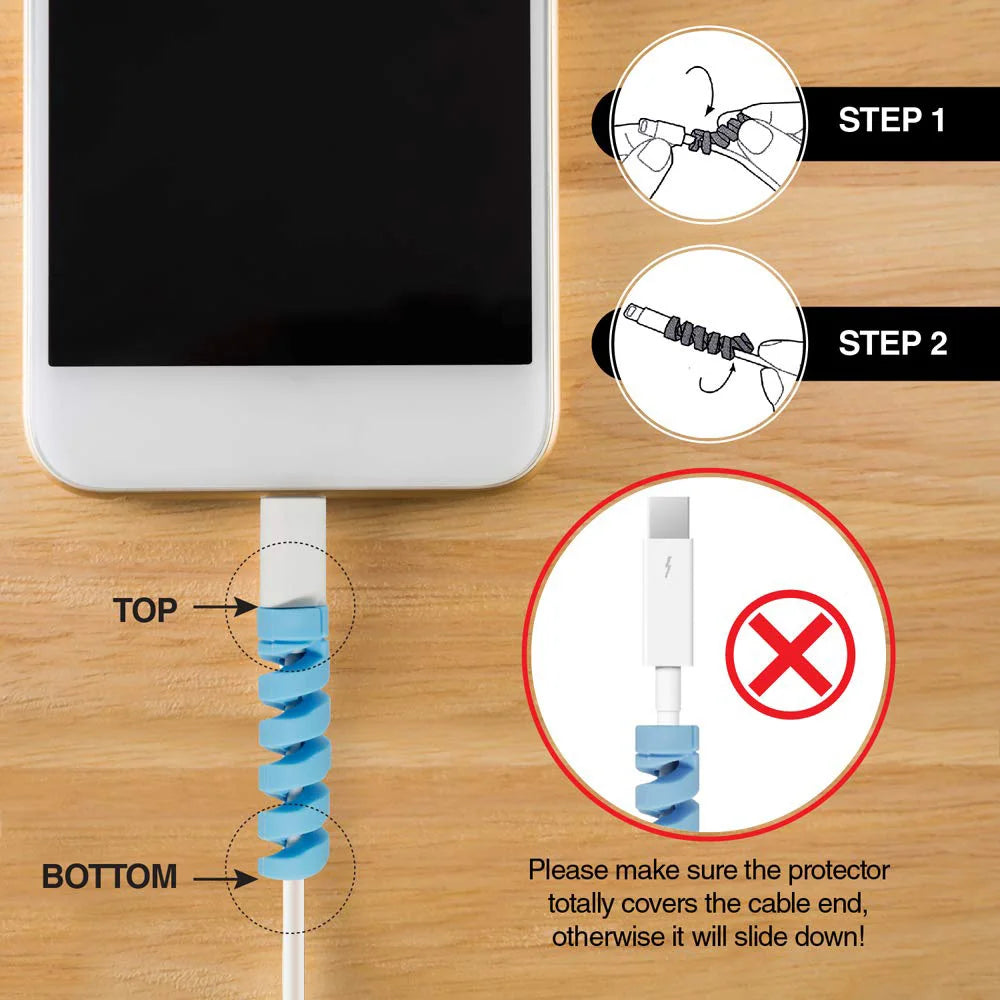 Charging Cable Protector – Cord Organizer, Holder & Winder Clip Set