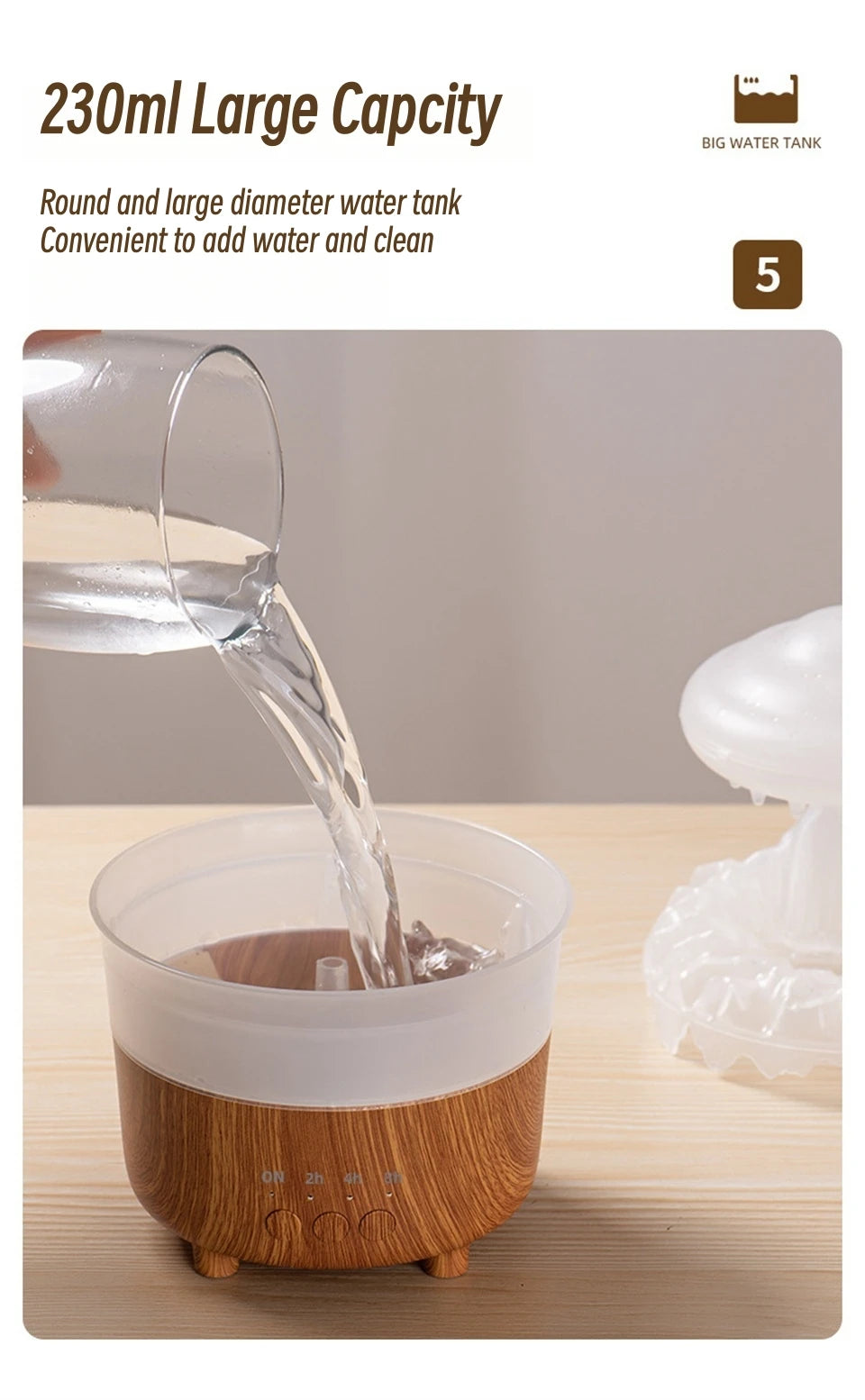 Rain Drip Mushroom Humidifier with 7 Color LED Aroma Diffuser