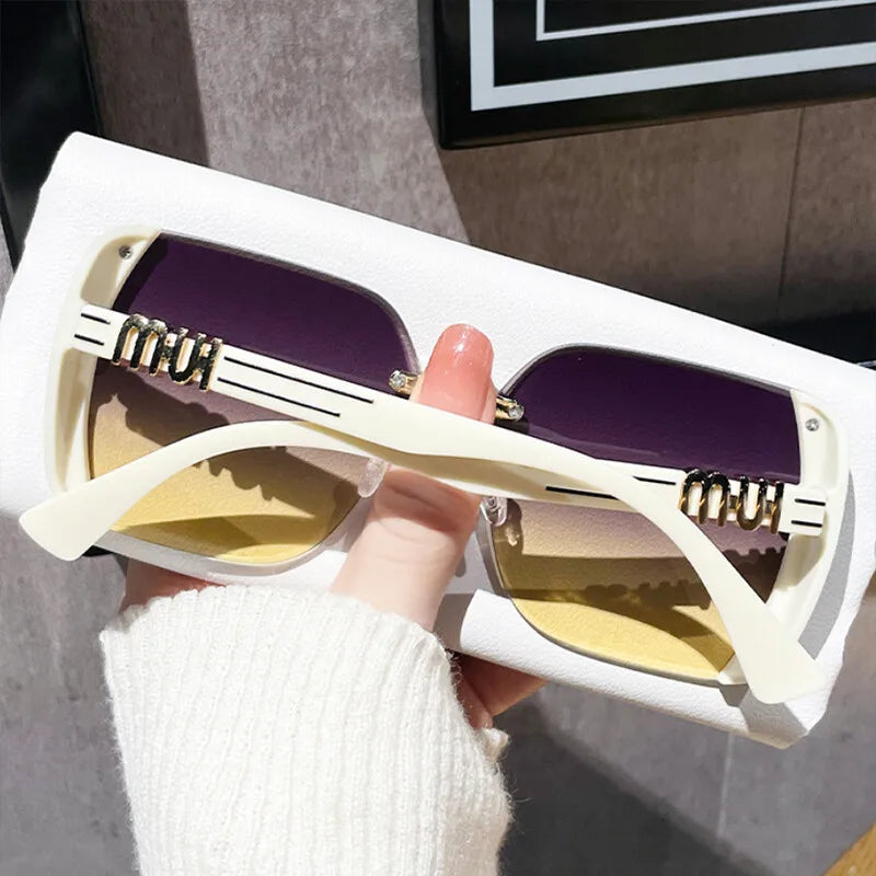 2025 Luxury Oversized Rimless Sunglasses for Women – Stylish Fashion Shades UK