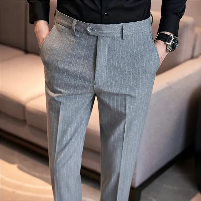 Cartmela Men’s Black Striped Suit Pants