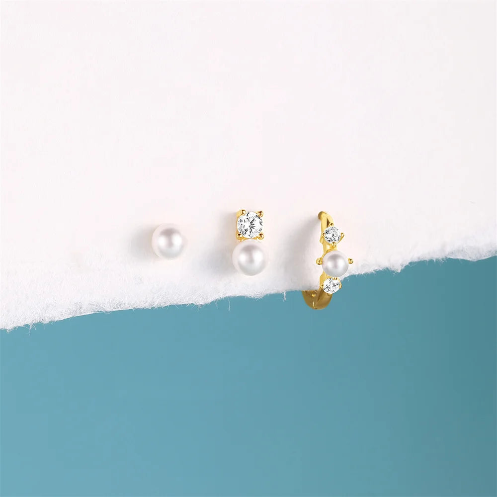 925 Sterling Silver Earring Set – Waterdrop, Flower & Pearl Trio