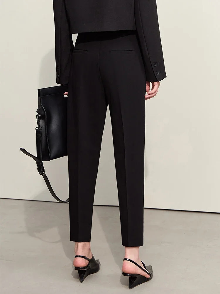 Women’s Straight Casual Pants – Summer Elastic Waist Office Wear