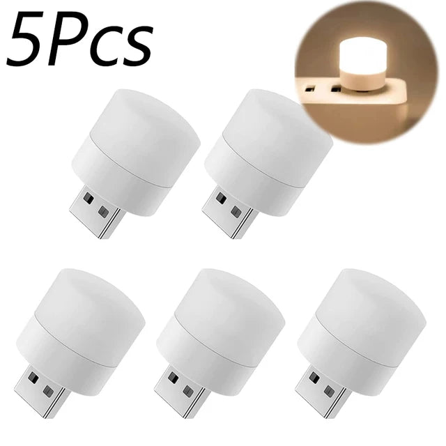 Mini USB LED Night Light – Warm White Book Reading Lamp 1/10pcs