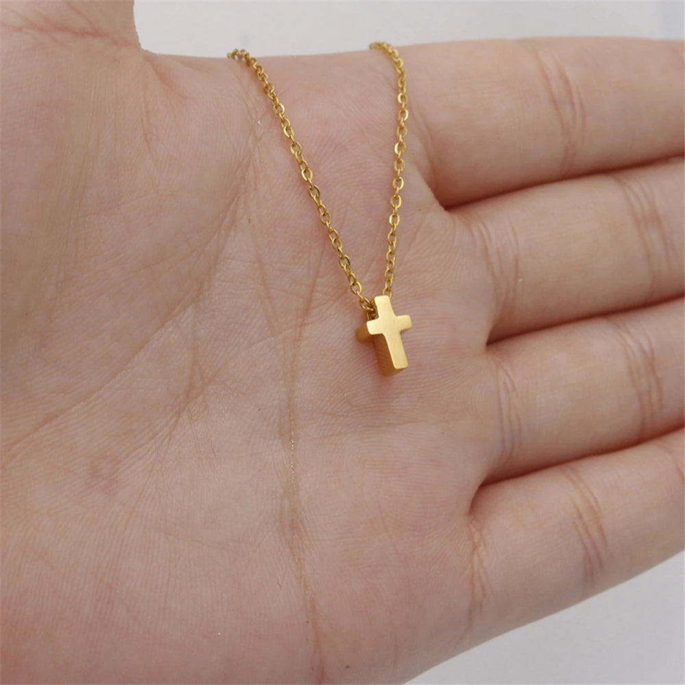 Gold Cross Necklace for Women – Stainless Steel Jesus Pendant