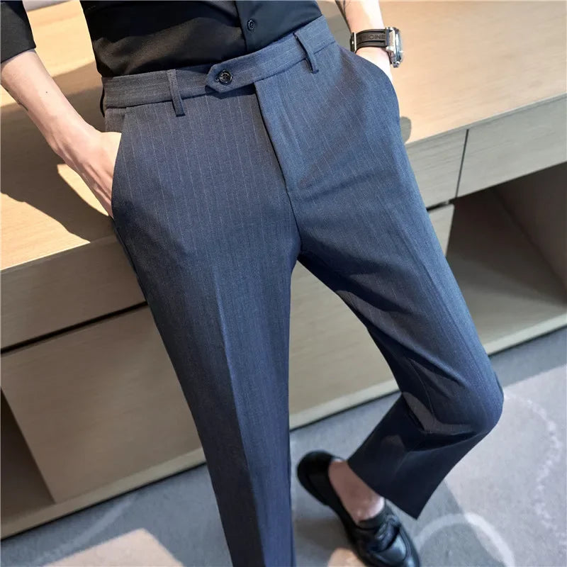 Cartmela Men’s Black Striped Suit Pants